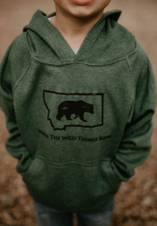 Toddler Moss Green with Black Wild Bear Hoodie